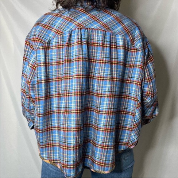 Urban Outfitters Women’s Oversized BDG Karl Cropped Plaid Flannel Shirt Top XS - Picture 15 of 16